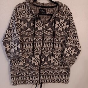 American Eagle Aztec Southwestern Cardigan Sweater Knit Zip Up Hoodie Womens-Sm.